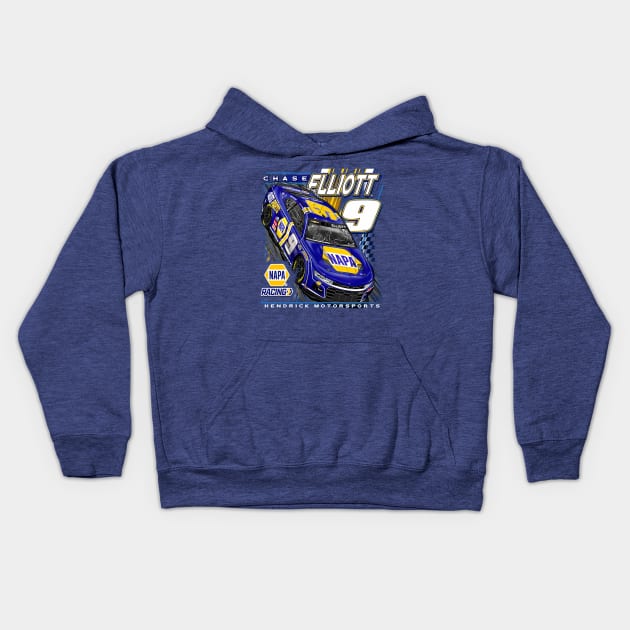 Chase Elliott Royal Car Kids Hoodie by ganisfarhan